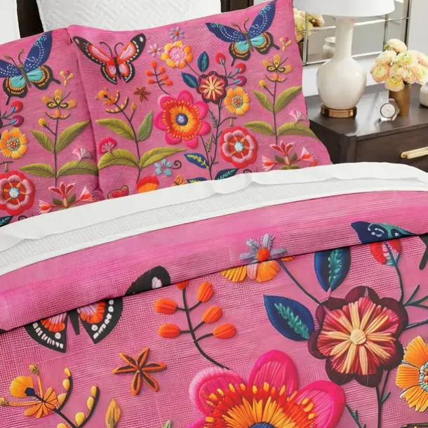 Vintage Butterfly Pattern Duvet Cover Set Set Soft 3-Piece Luxury Cotton Bedding Set Home Decor Gift King Queen Duvet Cover