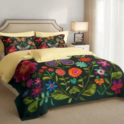 Vintage Butterfly Pattern Duvet Cover Set Set Soft 3-Piece Luxury Cotton Bedding Set Home Decor Gift King Queen Duvet Cover