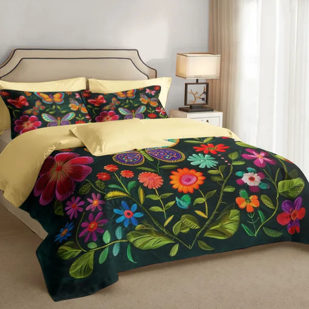 Vintage Butterfly Pattern Duvet Cover Set Set Soft 3-Piece Luxury Cotton Bedding Set Home Decor Gift King Queen Duvet Cover