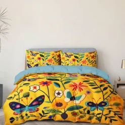 Vintage Butterfly Pattern Duvet Cover Set Set Soft 3-Piece Luxury Cotton Bedding Set Home Decor Gift King Queen Duvet Cover