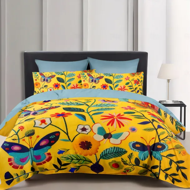Vintage Butterfly Pattern Duvet Cover Set Set Soft 3-Piece Luxury Cotton Bedding Set Home Decor Gift King Queen Duvet Cover