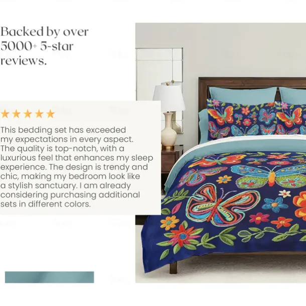 Vintage Butterfly Pattern Duvet Cover Set Set Soft 3-Piece Luxury Cotton Bedding Set Home Decor Gift King Queen Duvet Cover