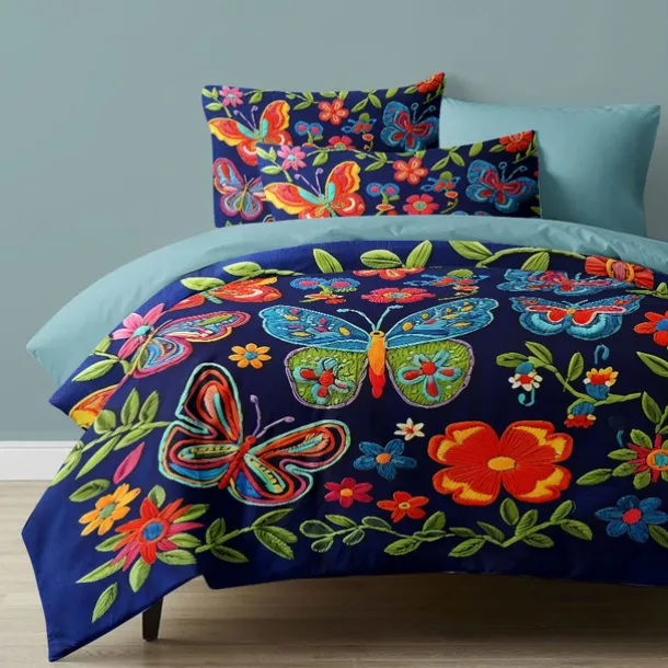 Vintage Butterfly Pattern Duvet Cover Set Set Soft 3-Piece Luxury Cotton Bedding Set Home Decor Gift King Queen Duvet Cover