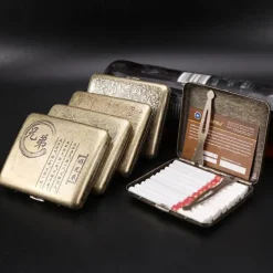 Vintage Cigarette Case with Both Sides Open to Support Generation of Bronze Condensed Flower Metal Flip-top Carved(Can Hold 20 Cigarette)