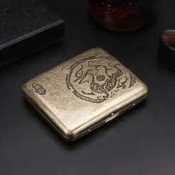 Vintage Cigarette Case with Both Sides Open to Support Generation of Bronze Condensed Flower Metal Flip-top Carved(Can Hold 20 Cigarette)