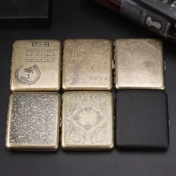 Vintage Cigarette Case with Both Sides Open to Support Generation of Bronze Condensed Flower Metal Flip-top Carved(Can Hold 20 Cigarette)