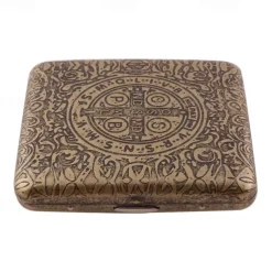 Vintage Cigarette Case with Both Sides Open to Support Generation of Bronze Condensed Flower Metal Flip-top Carved(Can Hold 20 Cigarette)