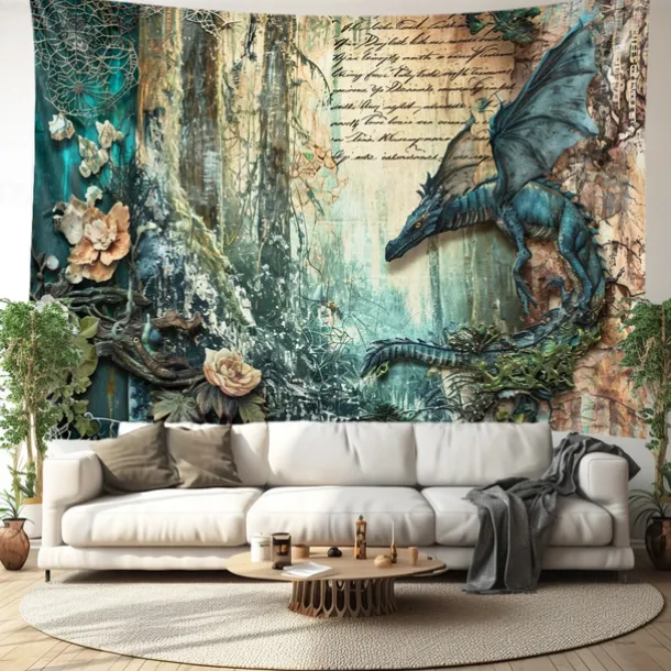 Vintage Dragon Hanging Tapestry Wall Art Large Tapestry Mural Decor Photograph Backdrop Blanket Curtain Home Bedroom Living Room Decoration