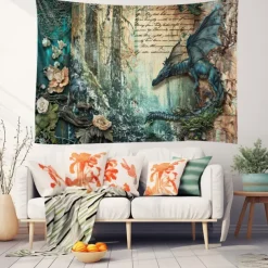 Vintage Dragon Hanging Tapestry Wall Art Large Tapestry Mural Decor Photograph Backdrop Blanket Curtain Home Bedroom Living Room Decoration