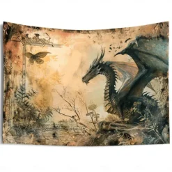 Vintage Dragon Hanging Tapestry Wall Art Large Tapestry Mural Decor Photograph Backdrop Blanket Curtain Home Bedroom Living Room Decoration