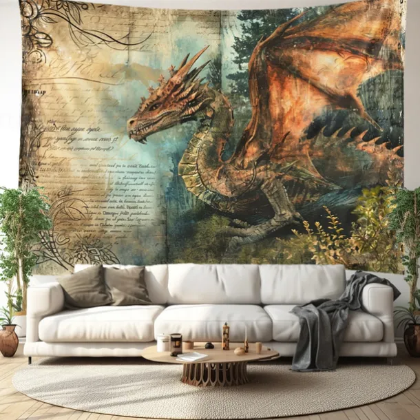 Vintage Dragon Hanging Tapestry Wall Art Large Tapestry Mural Decor Photograph Backdrop Blanket Curtain Home Bedroom Living Room Decoration