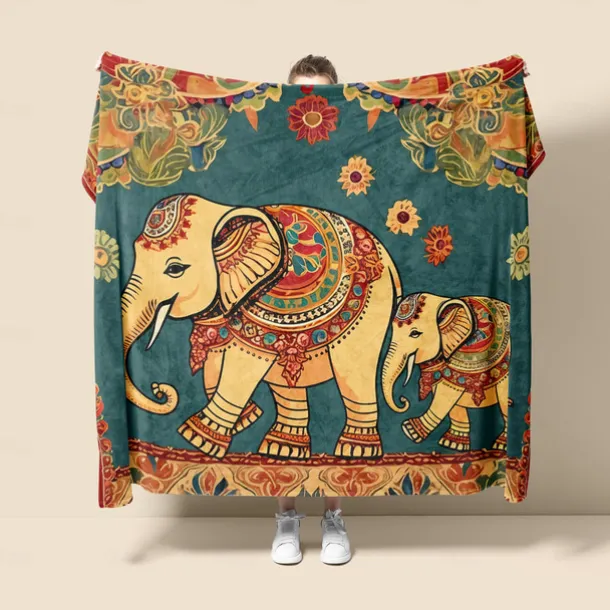 Vintage Elephant Super Soft Throws Blanket, Novelty Flannel Throw Blankets Warm 3D Printed All Seasons Gifts Big Blanket