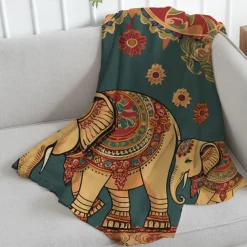 Vintage Elephant Super Soft Throws Blanket, Novelty Flannel Throw Blankets Warm 3D Printed All Seasons Gifts Big Blanket