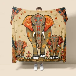 Vintage Elephant Super Soft Throws Blanket, Novelty Flannel Throw Blankets Warm 3D Printed All Seasons Gifts Big Blanket