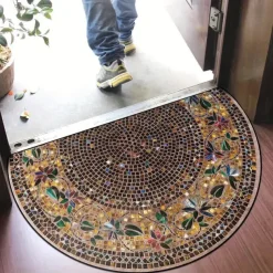 Vintage Floral Semi-round Doormat Kitchen Mat Floor Mat Non-Slip Area Rug Oil Proof Rug Indoor Outdoor Mat Bedroom Decor Bathroom Mat Entrance Rug Spring Summer