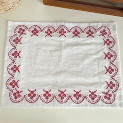 Vintage French Pastoral Style Pure Cotton Embroidered Placemats, Tablecloths, Napkins, Dessert Shops, Props, Desktop Decorations, Background Fabrics