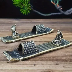 Vintage Gingerbread for Man Incense Burner - Alloy Boat Design for Sandalwood & Agarwood, Perfect for Home Decor & Sleep Aid