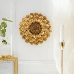 Vintage Gold and Silver 3D Floral Wall Decor, 7.7x7.7 Inch Resin Wall Hanging, Elegant Flower Ornament for Home, Hotel, Accent Wall, and Cultural Wall Decoration