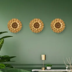 Vintage Gold and Silver 3D Floral Wall Decor, 7.7x7.7 Inch Resin Wall Hanging, Elegant Flower Ornament for Home, Hotel, Accent Wall, and Cultural Wall Decoration