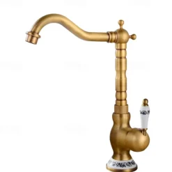 Vintage Kitchen Faucet Sink Mixer Taps, Single Handle Vessel Tap with Cold and Hot Hose