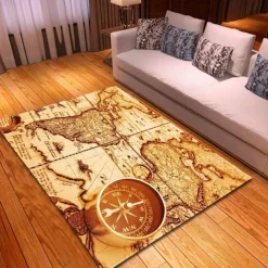 Vintage Map Area Rug Kitchen Mat Non-Slip Oil Proof Floor Mat Livingroom Rug Indoor Outdoor Mat Bedroom Decor Bathroom Mat Entrance Rug Door Mat