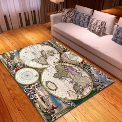 Vintage Map Area Rug Kitchen Mat Non-Slip Oil Proof Floor Mat Livingroom Rug Indoor Outdoor Mat Bedroom Decor Bathroom Mat Entrance Rug Door Mat