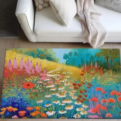 Vintage Painting Flowers Area Rug Kitchen Mat Non-Slip Oil Proof Floor Mat Livingroom Rug Indoor Outdoor Mat Bedroom Decor Bathroom Mat Entrance Rug Door Mat