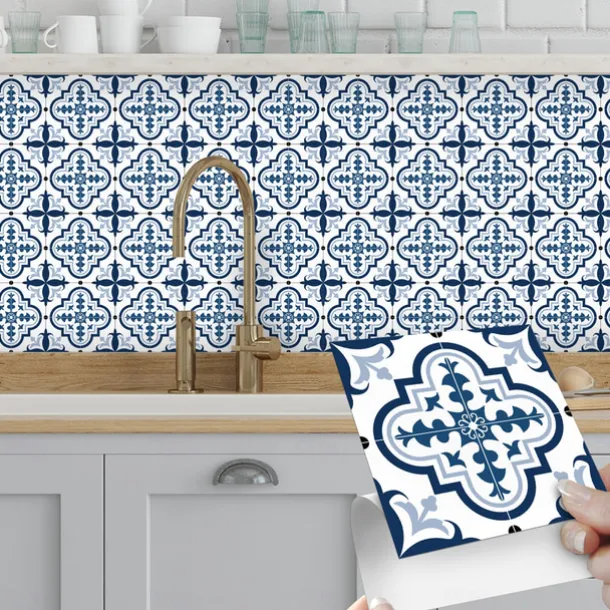 Vintage Self-Adhesive Tile Sticker Square Peel and Stick Non-Slip Waterproof Removable PVC Bathroom Kitchen Home Decor Floor Wall Stair Tile Sticker