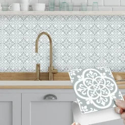 Vintage Self-Adhesive Tile Sticker Square Peel and Stick Non-Slip Waterproof Removable PVC Bathroom Kitchen Home Decor Floor Wall Stair Tile Sticker