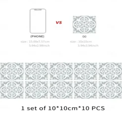 Vintage Self-Adhesive Tile Sticker Square Peel and Stick Non-Slip Waterproof Removable PVC Bathroom Kitchen Home Decor Floor Wall Stair Tile Sticker