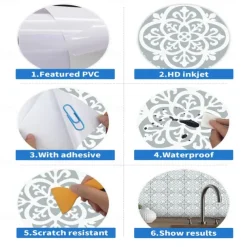 Vintage Self-Adhesive Tile Sticker Square Peel and Stick Non-Slip Waterproof Removable PVC Bathroom Kitchen Home Decor Floor Wall Stair Tile Sticker