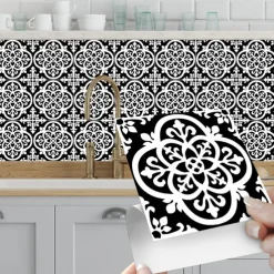 Vintage Self-Adhesive Tile Sticker Square Peel and Stick Non-Slip Waterproof Removable PVC Bathroom Kitchen Home Decor Floor Wall Stair Tile Sticker