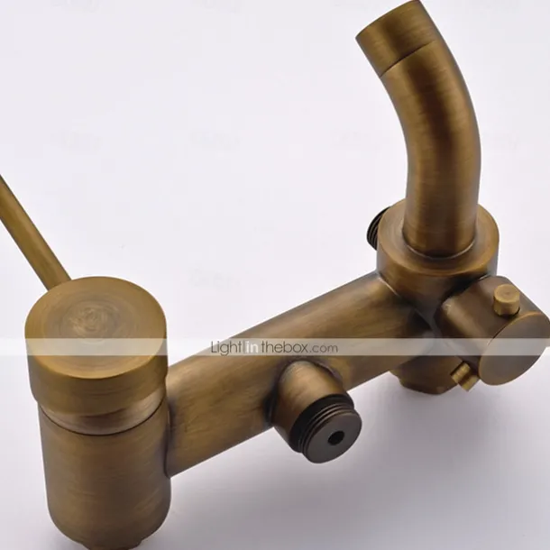 Vintage Shower Faucet Set 8" Shower Head, Shower System Retro Rainfall Head Antique Copper Shower System with Shower Handheld Sprayer, Brass Valve Bath Shower Mixer Taps