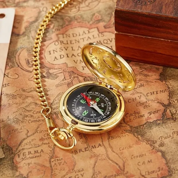 Vintage Style Compass Pocket Watch Essential Equipment for Outdoor Mountaineering and Exploration Adventures
