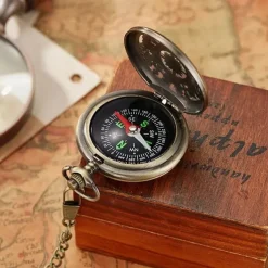 Vintage Style Compass Pocket Watch Essential Equipment for Outdoor Mountaineering and Exploration Adventures