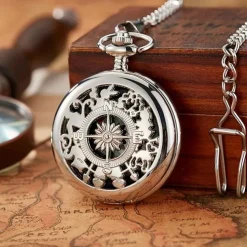 Vintage Style Compass Pocket Watch Essential Equipment for Outdoor Mountaineering and Exploration Adventures