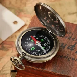 Vintage Style Compass Pocket Watch Essential Equipment for Outdoor Mountaineering and Exploration Adventures