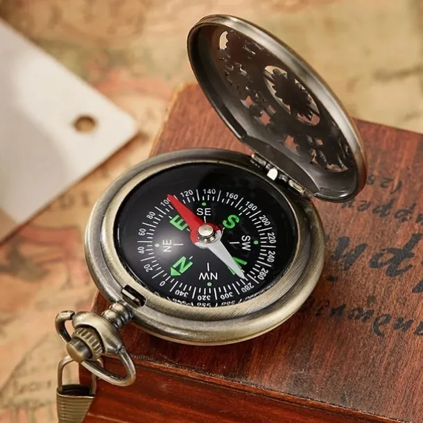 Vintage Style Compass Pocket Watch Essential Equipment for Outdoor Mountaineering and Exploration Adventures