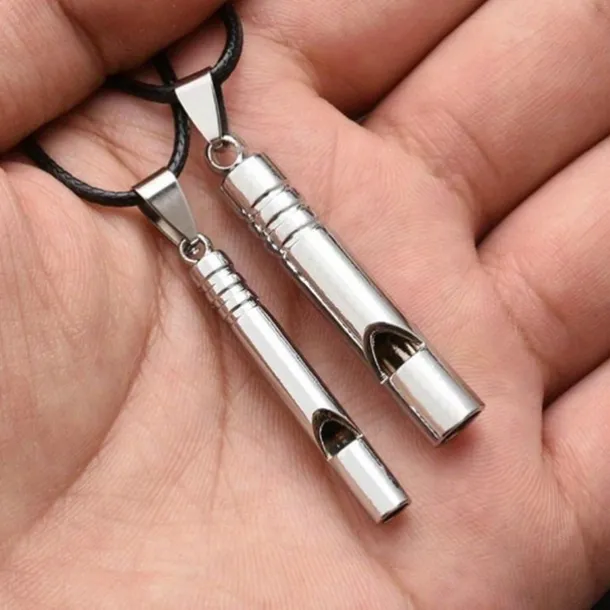 Vintage Titanium-Coated Stainless Steel Whistle Handcrafted Zinc Alloy Referee Survival Whistle Keychain Pendant - Essential Outdoor Gear