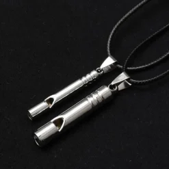 Vintage Titanium-Coated Stainless Steel Whistle Handcrafted Zinc Alloy Referee Survival Whistle Keychain Pendant - Essential Outdoor Gear