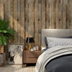 Vintage Wallpaper Wall Mural 1pc Thickened Wood Grain Contact Paper, Home Decor PVC Material Self-Adhesive Wallpaper Waterproof Oilproof For Cabinets Tables Home Renovation 45x1000cm(17.7"x393.7")