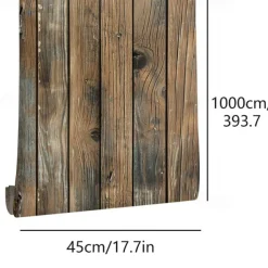 Vintage Wallpaper Wall Mural 1pc Thickened Wood Grain Contact Paper, Home Decor PVC Material Self-Adhesive Wallpaper Waterproof Oilproof For Cabinets Tables Home Renovation 45x1000cm(17.7"x393.7")