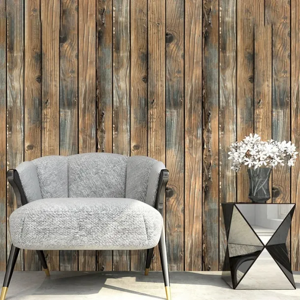Vintage Wallpaper Wall Mural 1pc Thickened Wood Grain Contact Paper, Home Decor PVC Material Self-Adhesive Wallpaper Waterproof Oilproof For Cabinets Tables Home Renovation 45x1000cm(17.7"x393.7")