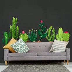 Vinyl DIY Cactus Wall Stickers Removable Waterproof Wallpaper Decals Art Easy Peel & Stick for Kids Room Living Room Bedroom 30X90CM