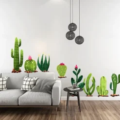 Vinyl DIY Cactus Wall Stickers Removable Waterproof Wallpaper Decals Art Easy Peel & Stick for Kids Room Living Room Bedroom 30X90CM
