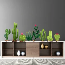 Vinyl DIY Cactus Wall Stickers Removable Waterproof Wallpaper Decals Art Easy Peel & Stick for Kids Room Living Room Bedroom 30X90CM
