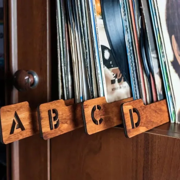 Vinyl Record Dividers, Alphabetical Vinyl Record Storage Dividers A-Z, 26 Record Rack Organization Guides, Album Box Collection Bins for Music Lovers