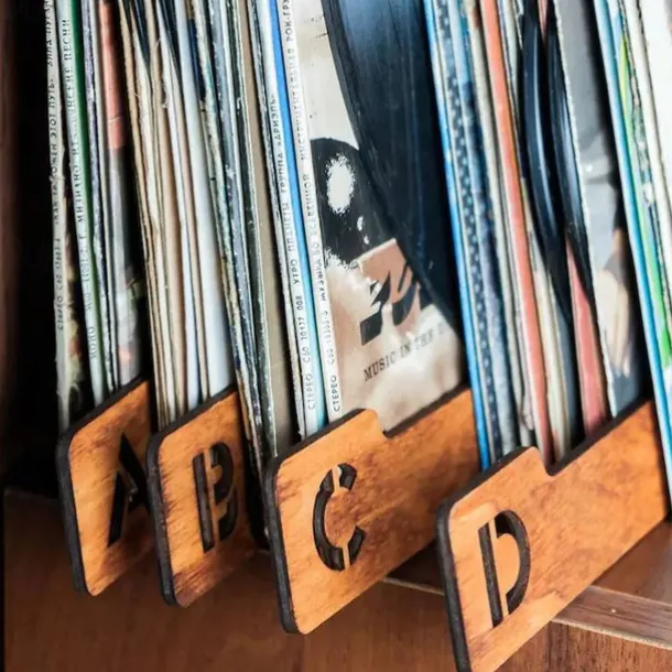 Vinyl Record Dividers, Alphabetical Vinyl Record Storage Dividers A-Z, 26 Record Rack Organization Guides, Album Box Collection Bins for Music Lovers
