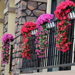 Vivid Artificial Hanging Orchid Bunch Simulation Flower Vine Violet Hanging Flower Vine Wall Hanging Orchid Hanging Basket Flower Balcony Home Decoration Flower Wall For Wedding Garden Decoration