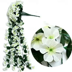 Vivid Artificial Hanging Orchid Bunch Simulation Flower Vine Violet Hanging Flower Vine Wall Hanging Orchid Hanging Basket Flower Balcony Home Decoration Flower Wall For Wedding Garden Decoration